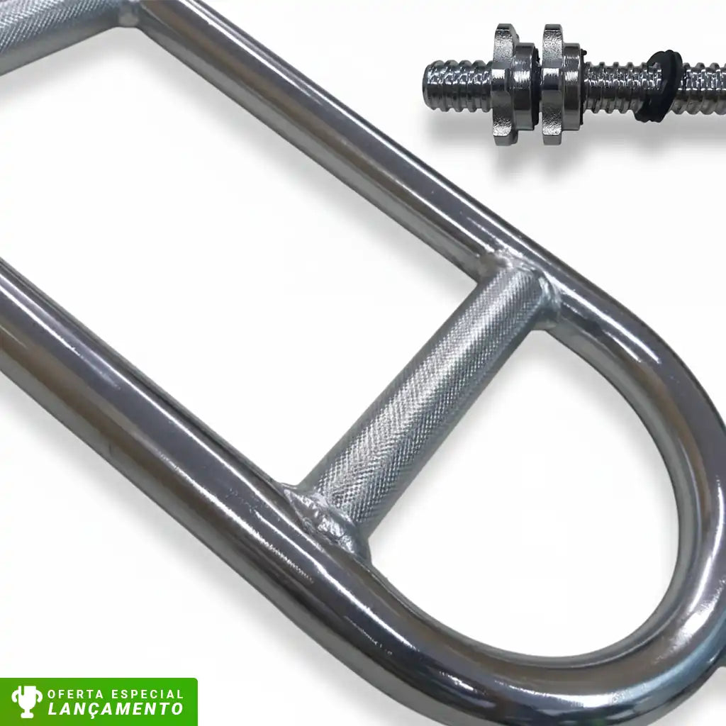 Barra Romana Tríceps H Maciça Cromada Rosca Com Presilhas