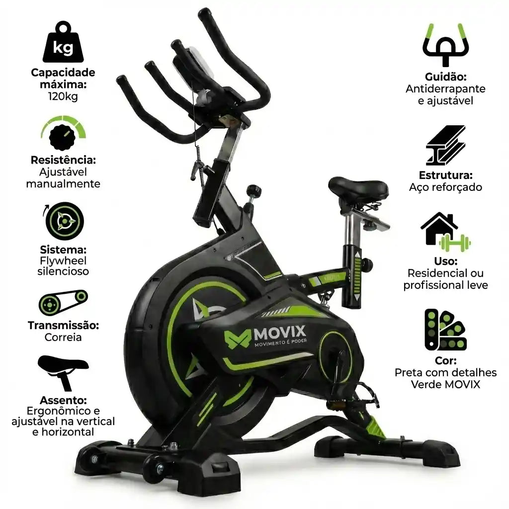 Bicicleta Ergométrica MOVIX M-120s 8kg Silenciosa 120Kg