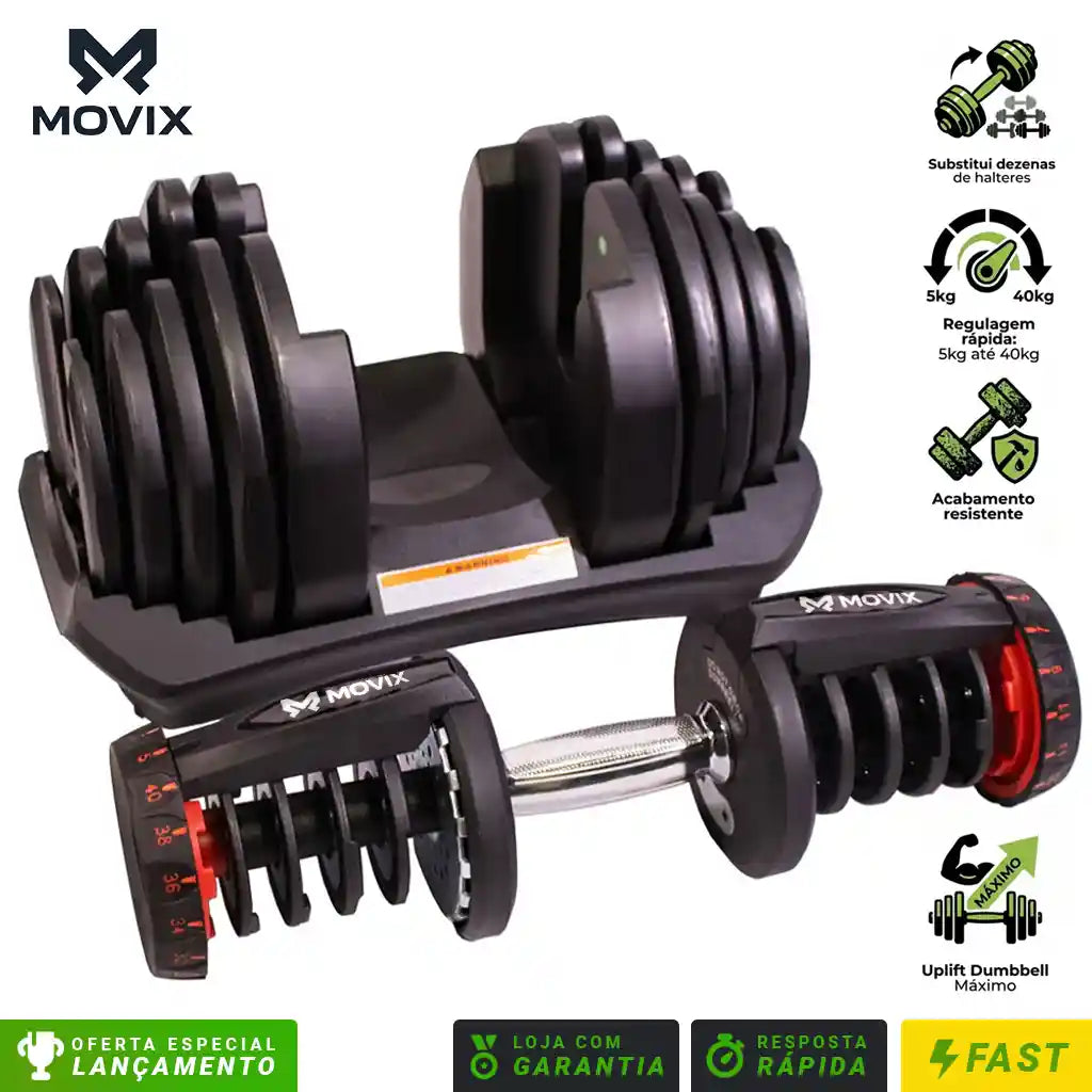 Halter Ajustável Com Regulagem MOVIX 40kg 17 Níveis