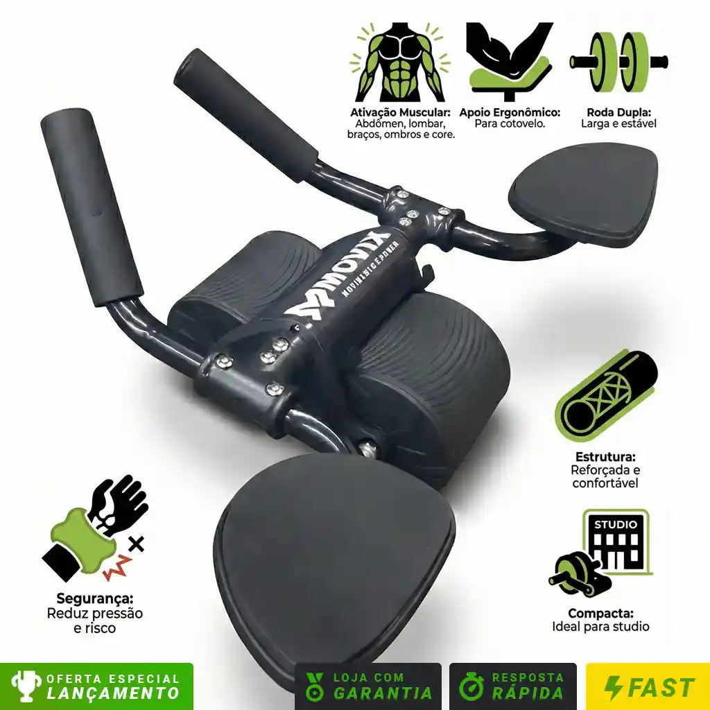 Roda Abdominal Com Apoio De Cotovelo Movix Ab Wheel Pro Profissional