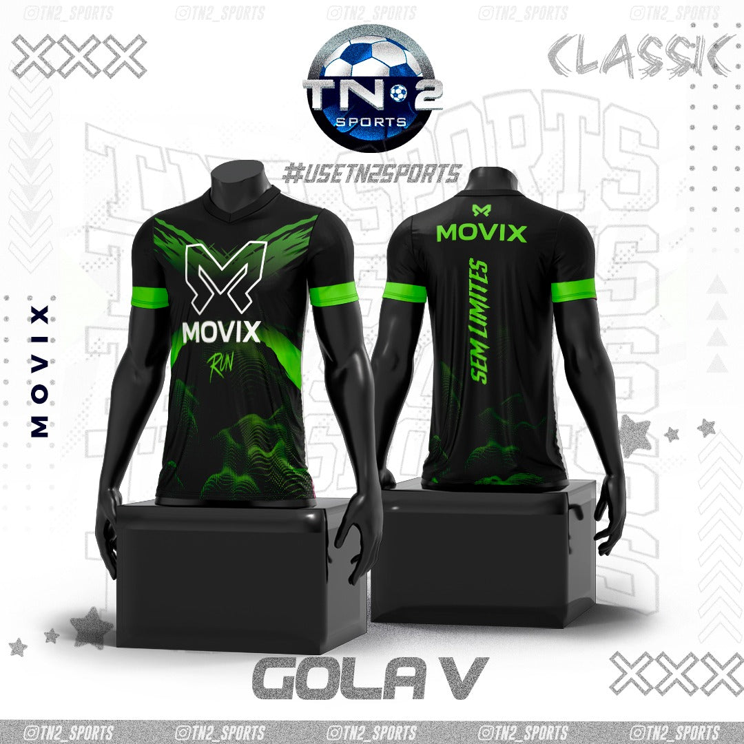 Camisa MOVIX RUN Sem Limites - Preta Gola V